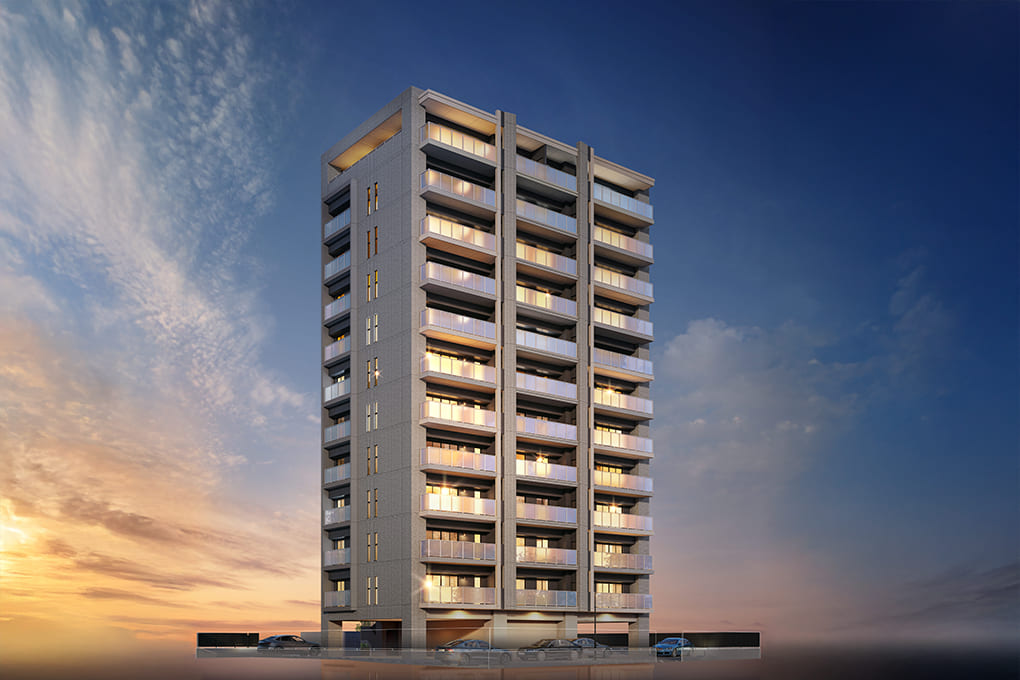 全邸南向き、角住戸率68%、